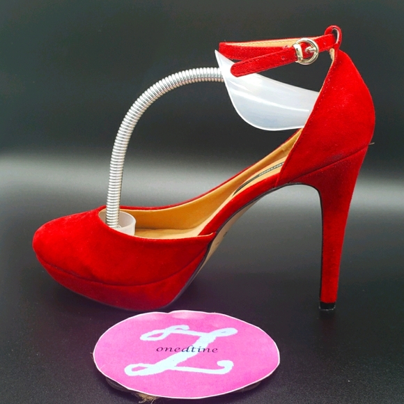 Kensie Nicky Platform Ankle Strap Heels Red Sz 8 - Picture 4 of 8